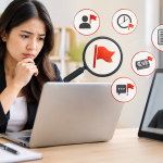 VA Red Flags highlighting common Virtual Assistant Red Flags to watch for when hiring in 2026, including poor communication, unverified credentials, missed deadlines, and suspicious payment requests.